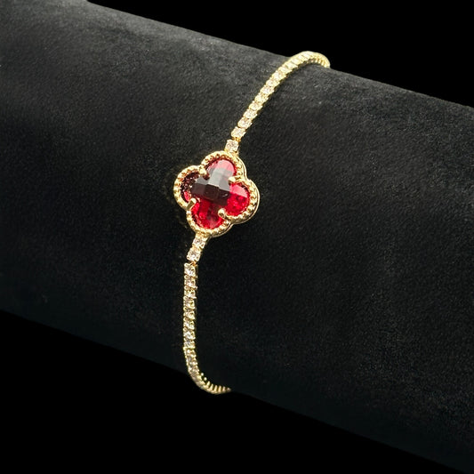 Brățară Tennis Trifoi Red Gold