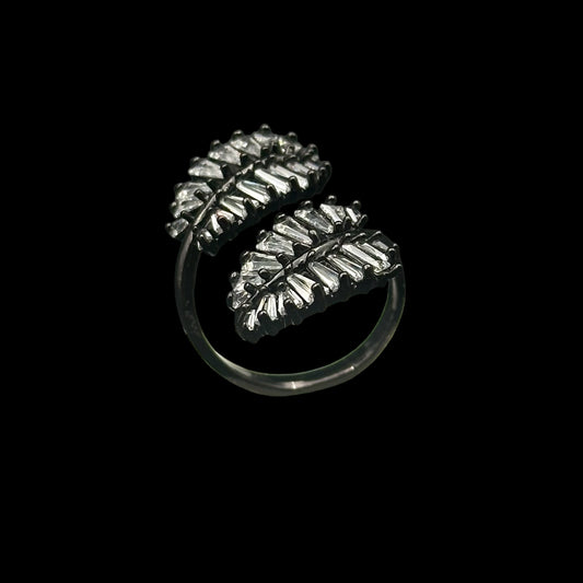 Inel reglabil Leaf Black