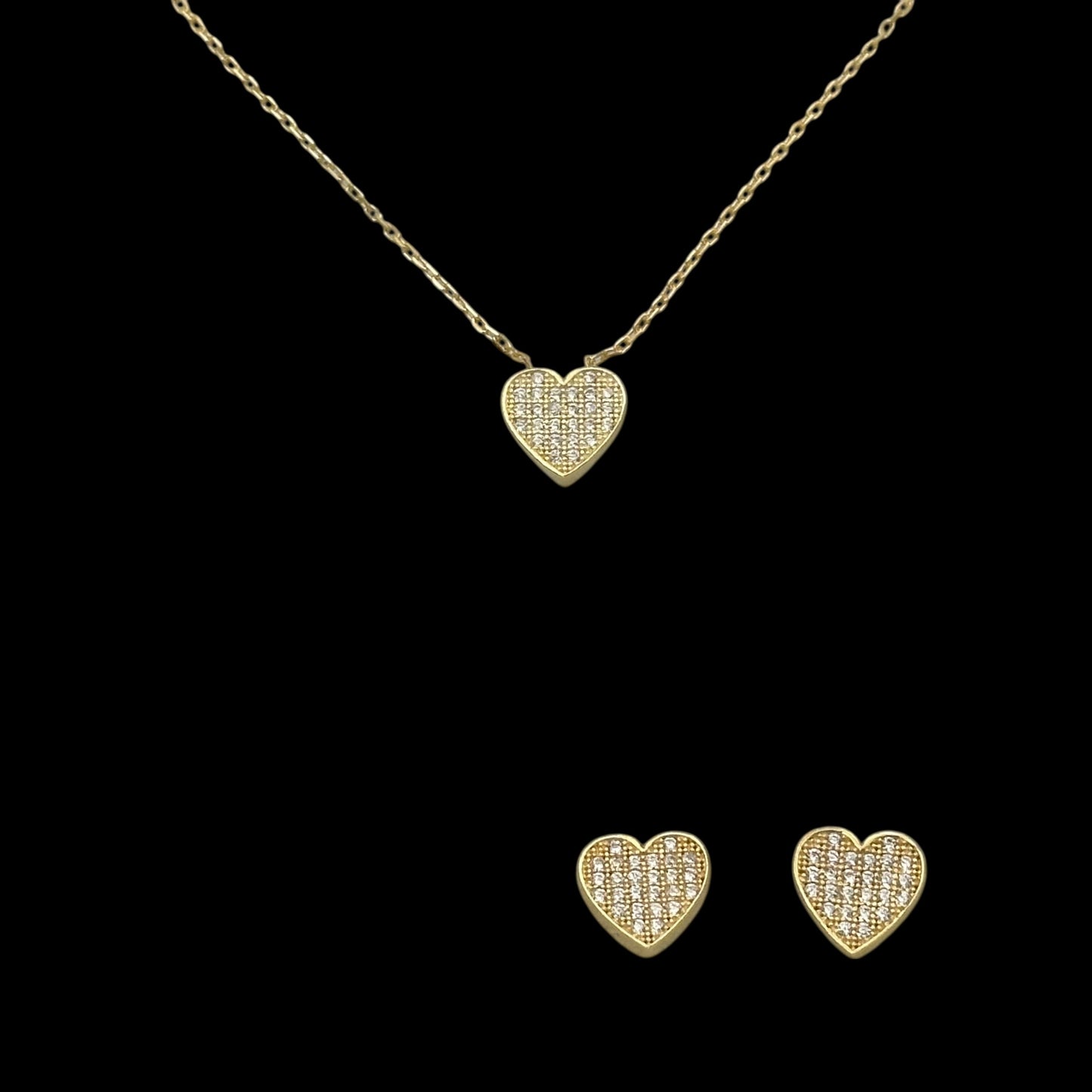 Set Lantisor + Cercei Love Argint Placate cu Aur 14K