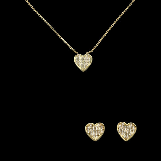 Set Lantisor + Cercei Love Argint Placate cu Aur 14K