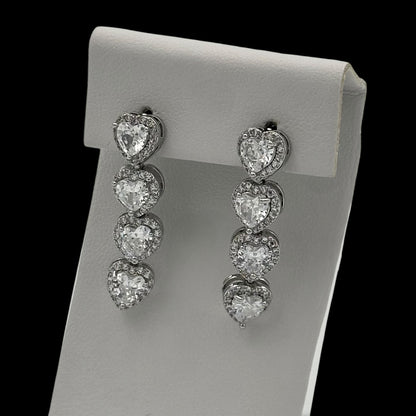 Colier Tennis Love's Embrace + Cercei Placați cu Aur Alb