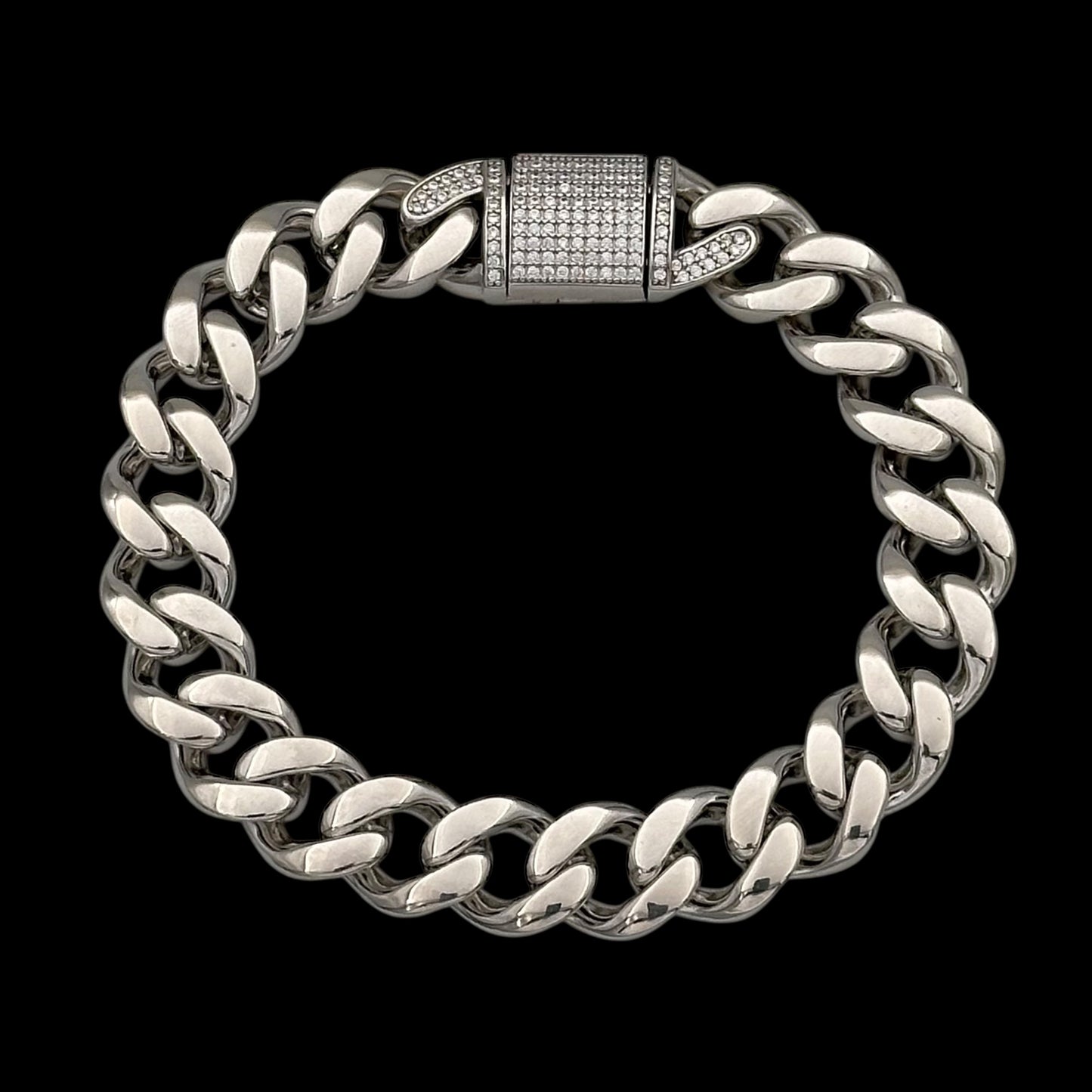 Bratara Cuban Clear 12mm Argint