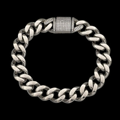 Bratara Cuban Clear 12mm Argint