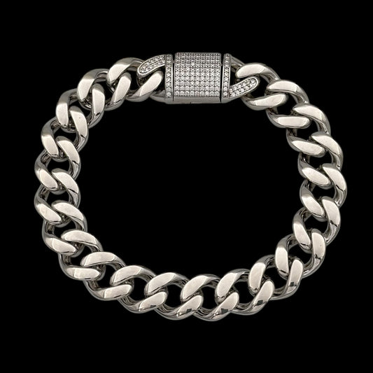 Bratara Cuban Clear 12mm Argint