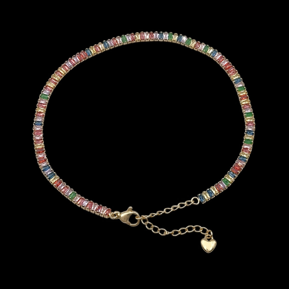 Bratara de picior Tennis Deluxe Multicolor Placata cu Aur 18K
