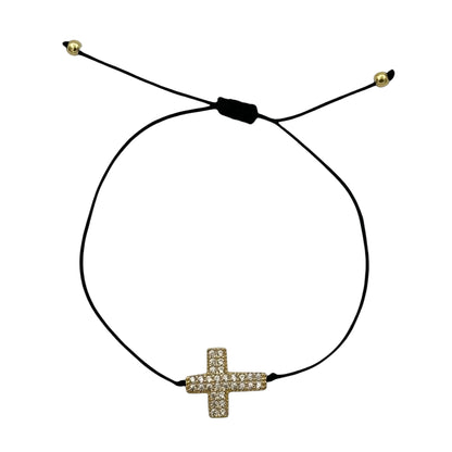Bratara reglabila Cross Argint Placata cu Aur 14K