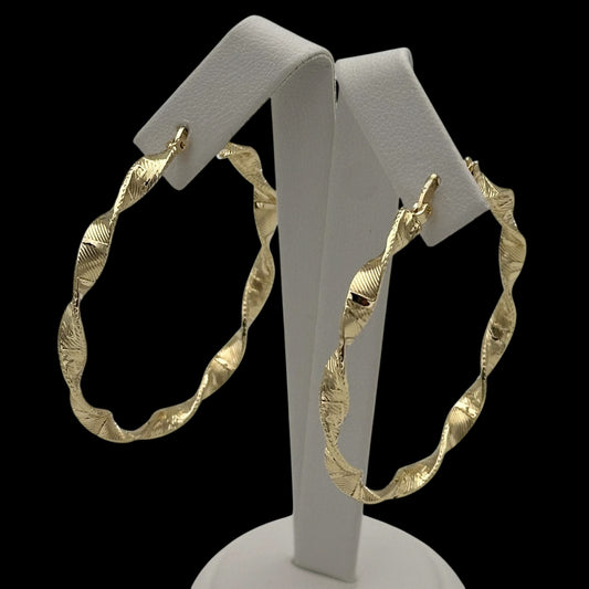 Cercei Circle Twisted L Placați cu Aur 18K