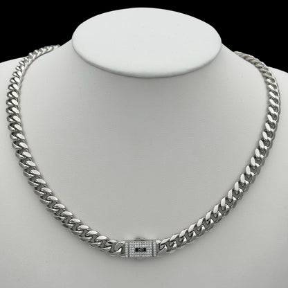 Colier Cuban Miami Placat cu Aur Alb