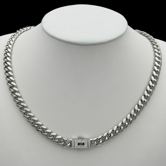 Colier Cuban Miami Placat cu Aur Alb