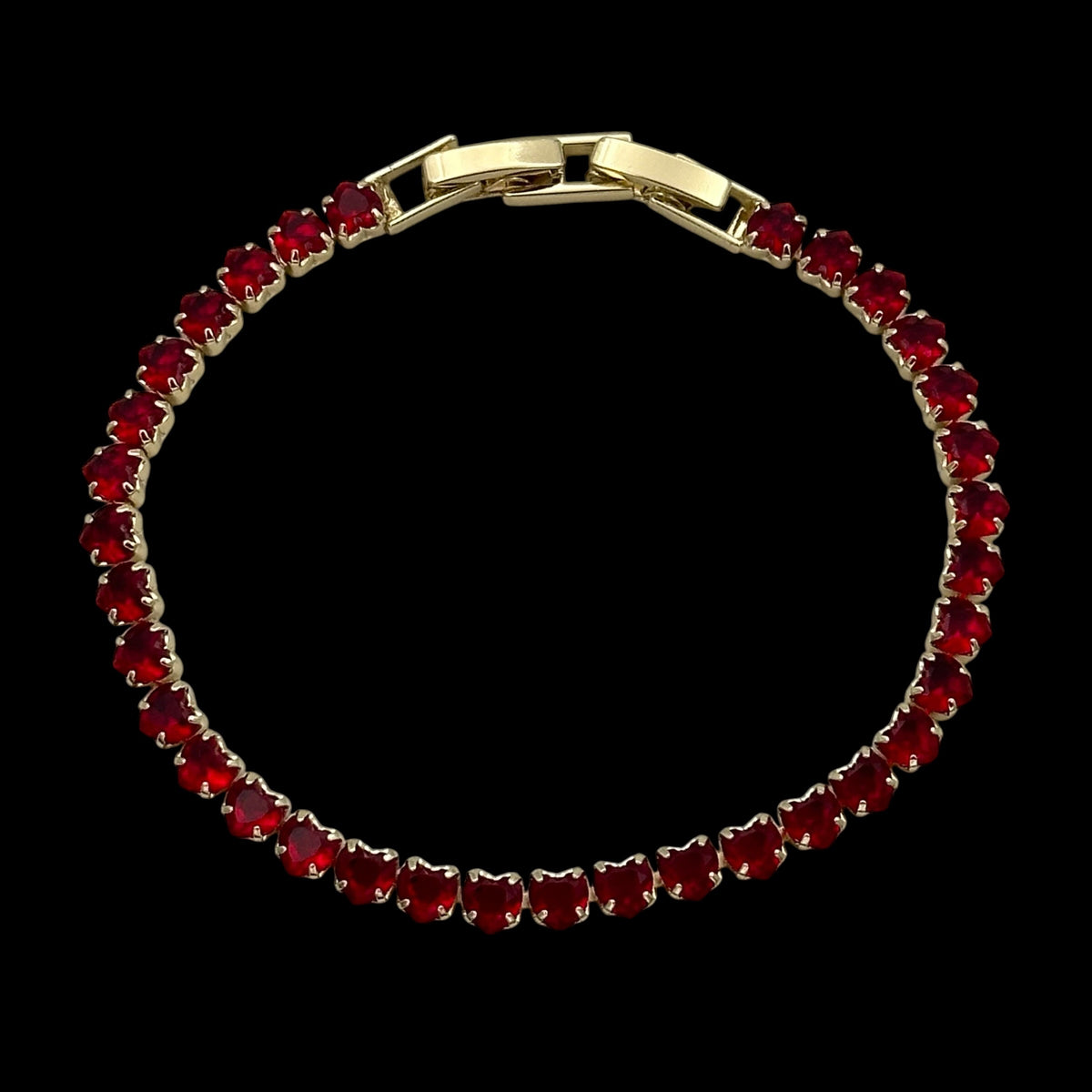 Bratara Tennis Love Red Placata cu Aur 18K