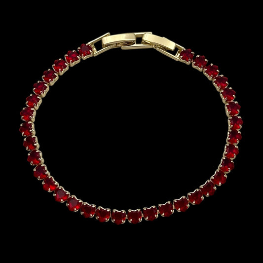 Bratara Tennis Love Red Placata cu Aur 18K