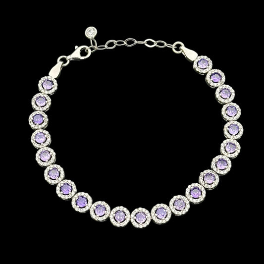 Bratara Tennis Angely Purple Argint