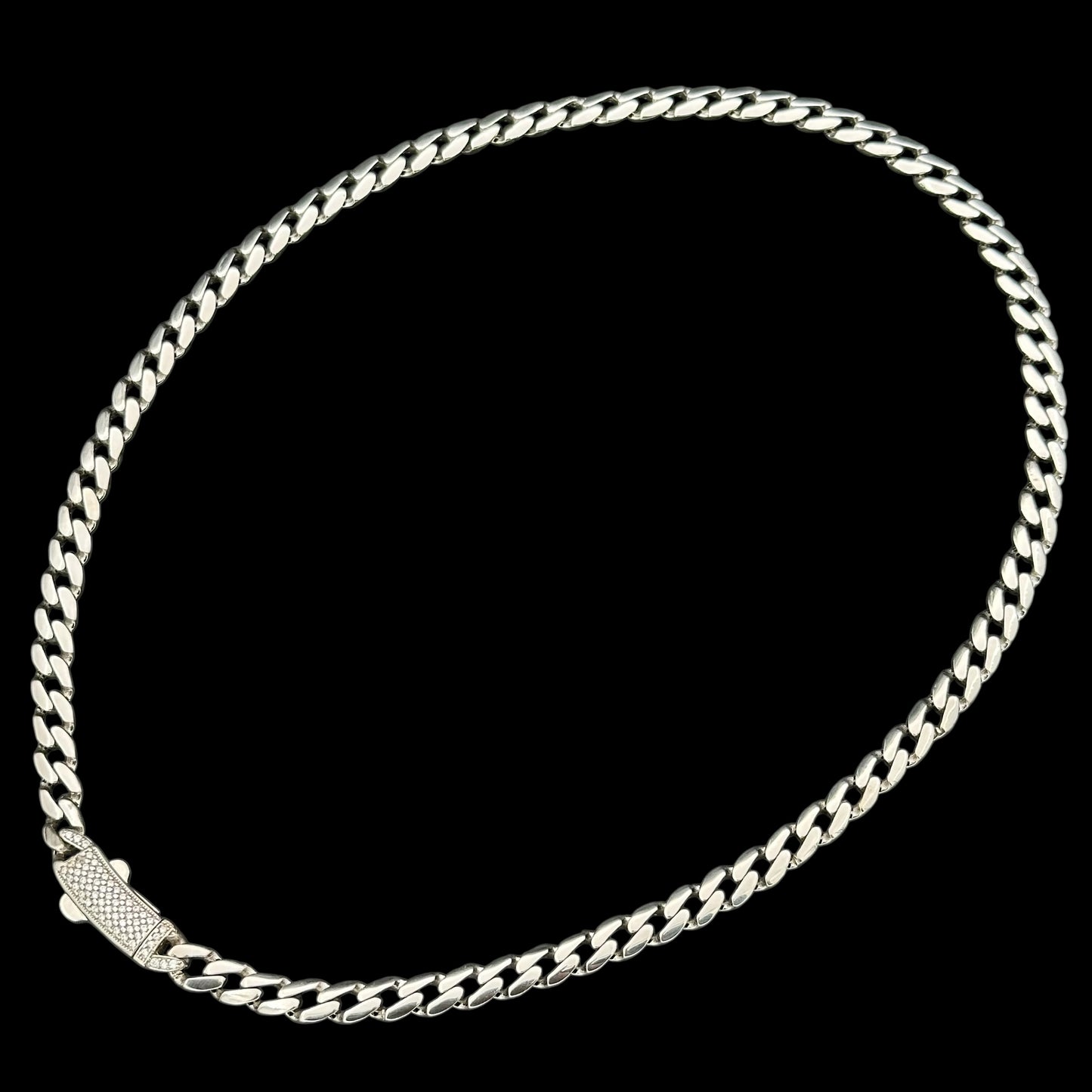 Colier Cuban Clear 6mm Argint