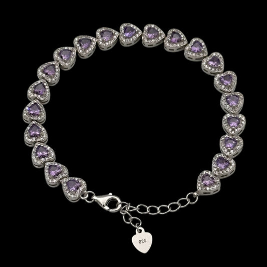 Bratara Tennis Love's Embrace Purple Argint