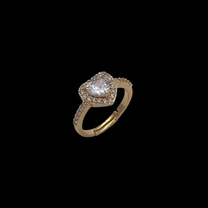 Inel reglabil Heart Placat cu Aur 18K