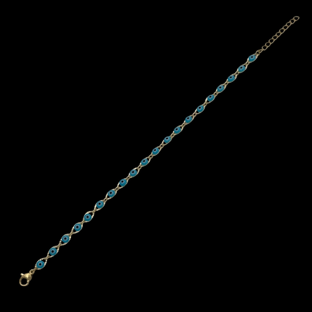 Bratara Evil Eye Blue Placata cu Aur 18K