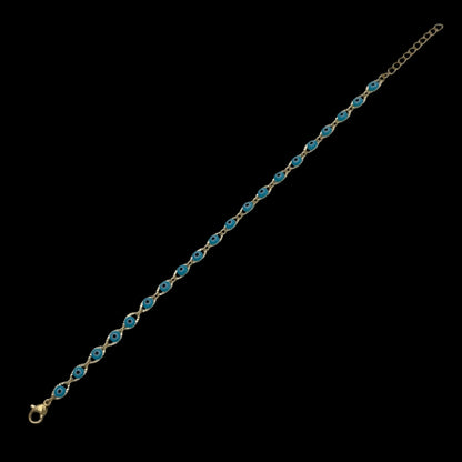 Bratara Evil Eye Blue Placata cu Aur 18K