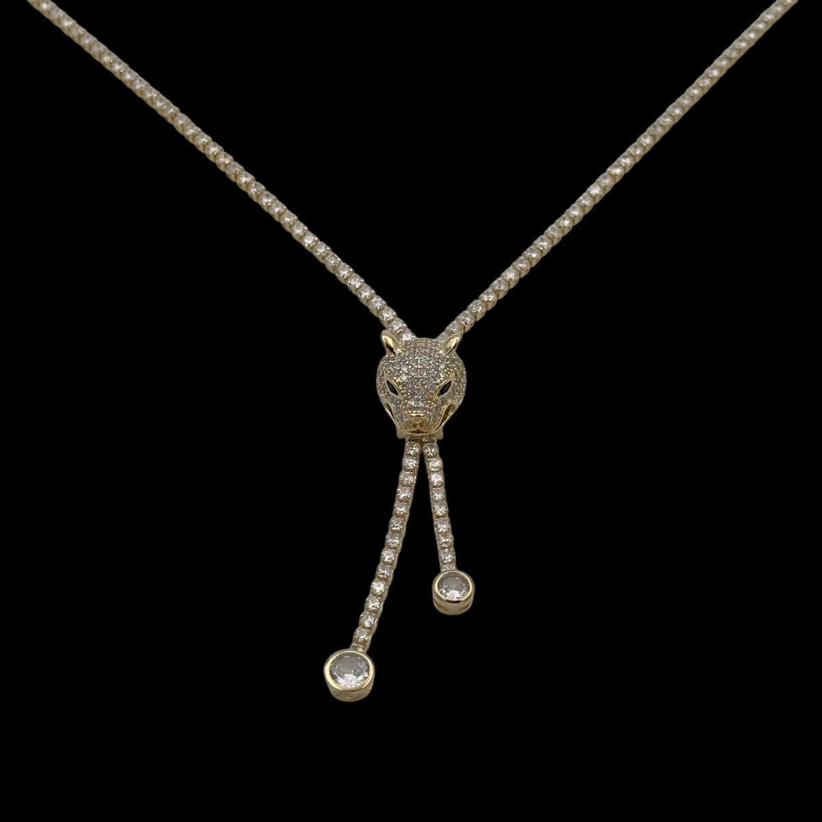 Colier Tennis Panthera Placat cu Aur 18K