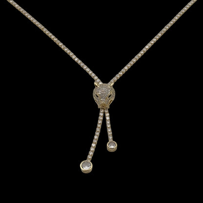 Colier Tennis Panthera Placat cu Aur 18K