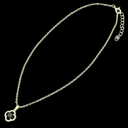 Lantisor Trifoi Auriu cu Negru Placat cu Aur 18K