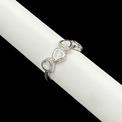 Inel Hearts White Opal Argint