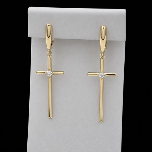 Cercei Cross Clear Placati cu Aur 18K