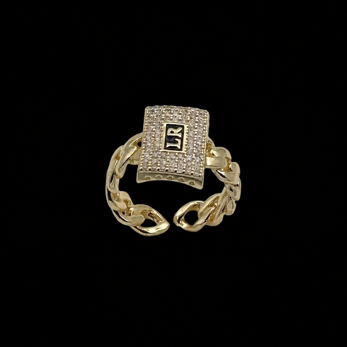 Inel reglabil Cuban Ladryn Placat cu Aur 18K