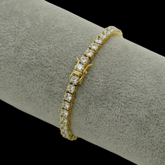 Bratara Tennis 4mm Placata cu Aur 18K