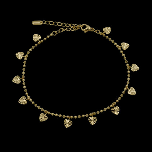 Bratara de picior Hearts Placata cu Aur 18K
