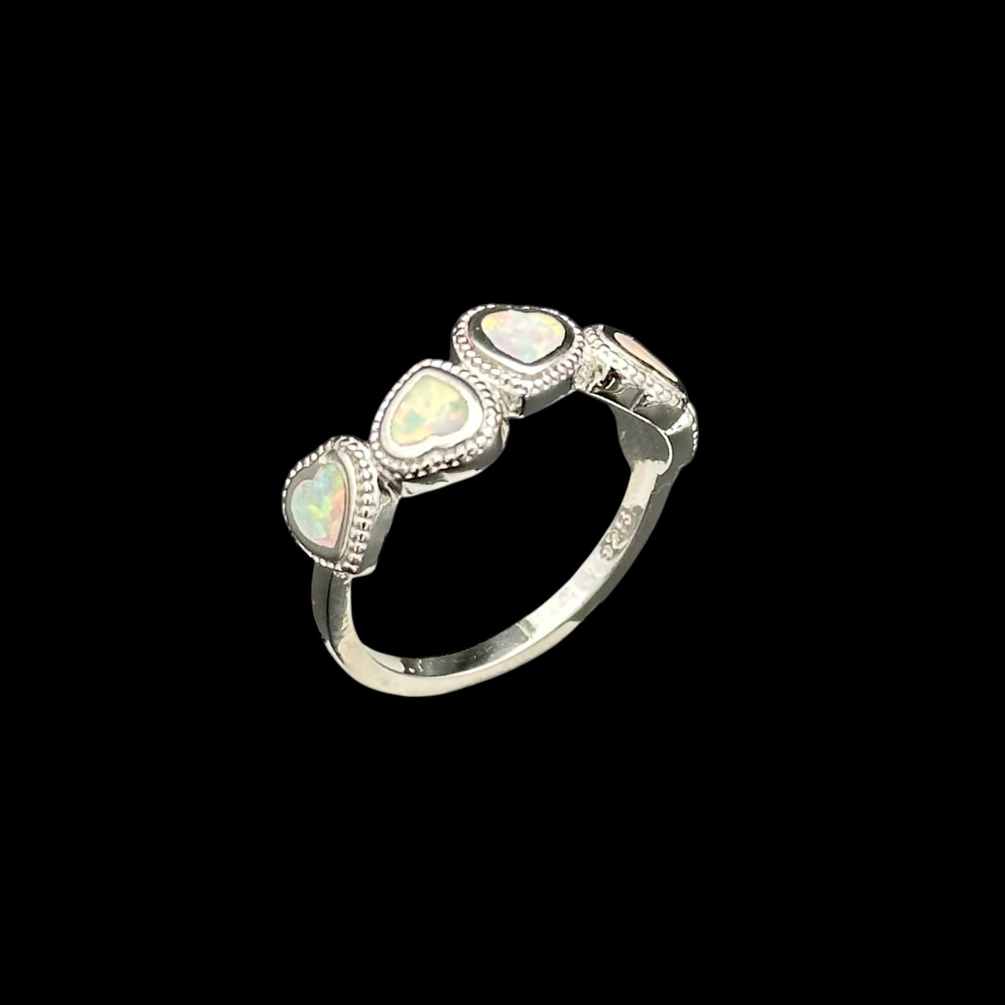 Inel Hearts White Opal Argint