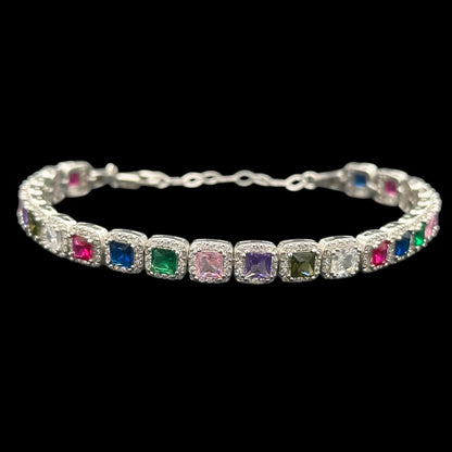 Bratara Tennis Diamond Multicolor Argint