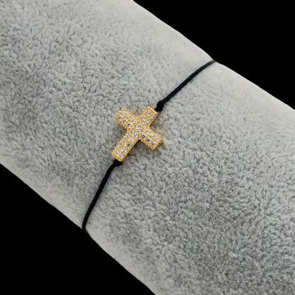 Bratara reglabila Cross Argint Placata cu Aur 14K