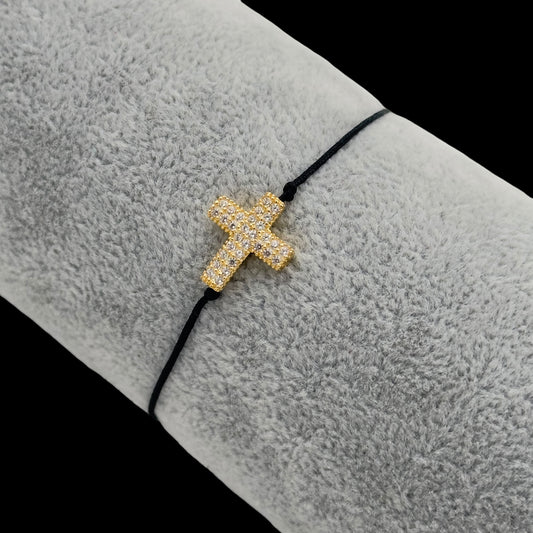 Bratara reglabila Cross Argint Placata cu Aur 14K