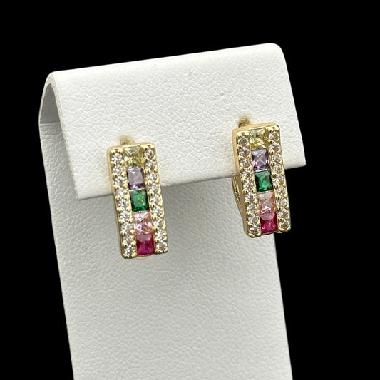 Cercei Multicolor Placați cu Aur 18K