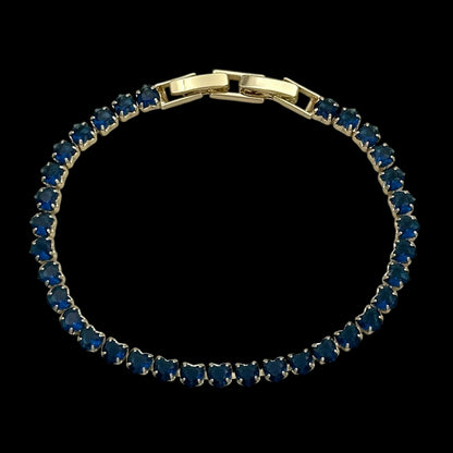 Bratara Tennis Love Blue Placata cu Aur 18K