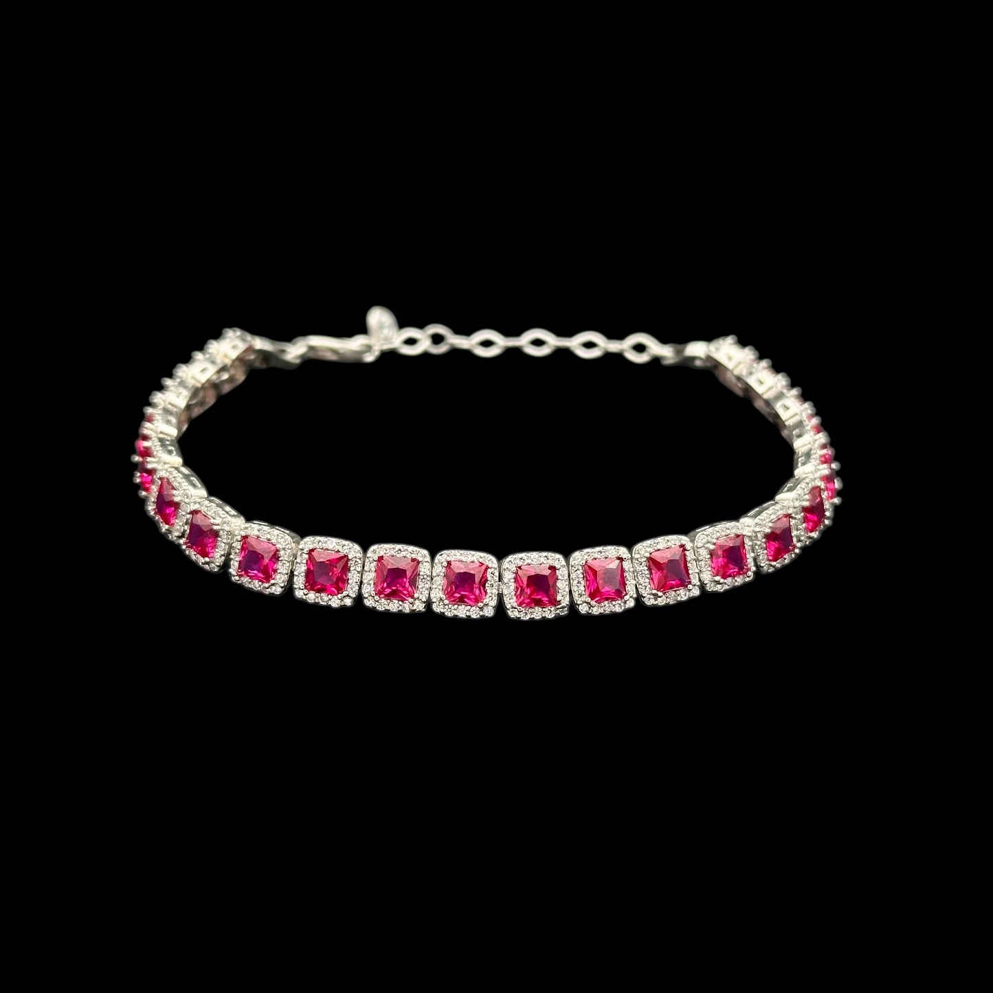 Bratara Tennis Diamond Fuchsia Argint