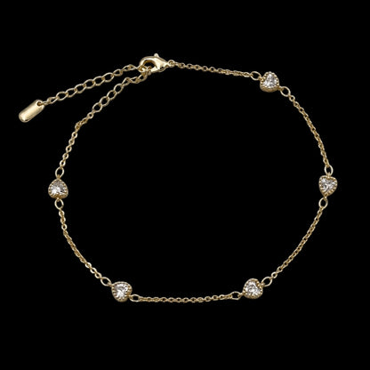 Bratara de picior Hearts Placata cu Aur 18K