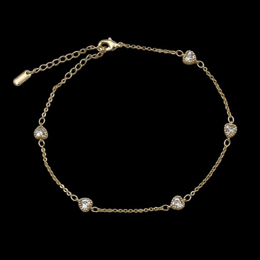 Bratara de picior Hearts Placata cu Aur 18K