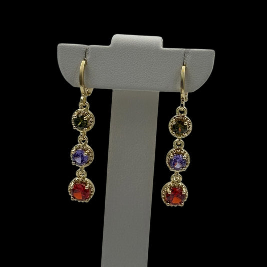 Cercei Trinity Multicolor Placati cu Aur 18K
