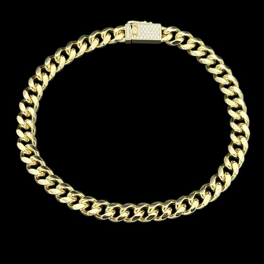 Brățară de picior Cuban 8mm Placată cu Aur 18K