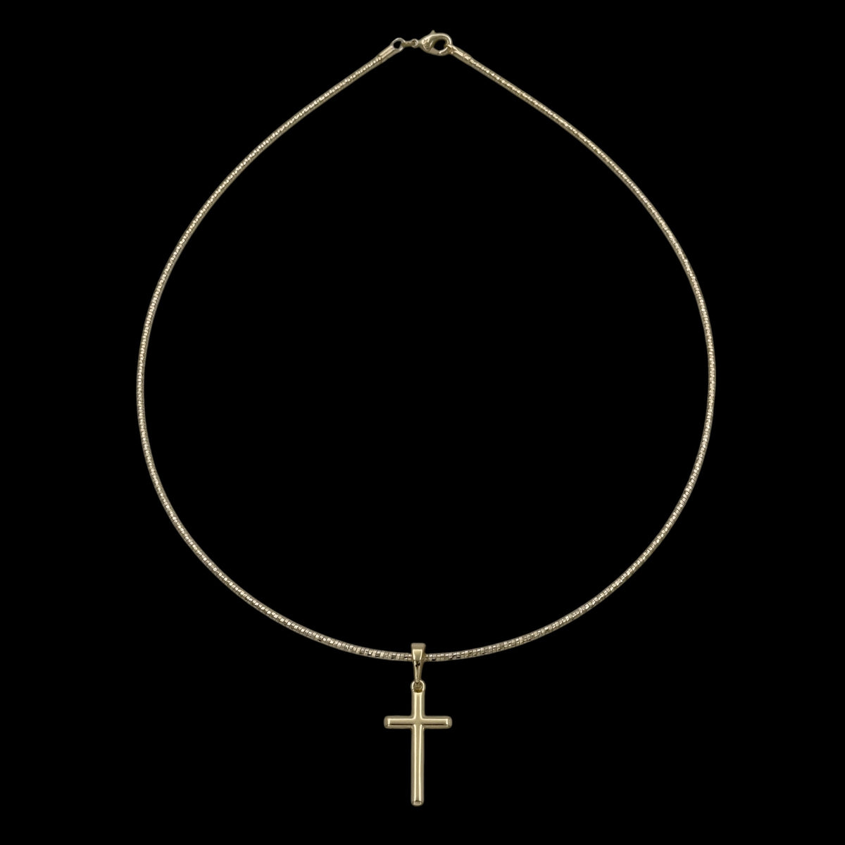 Colier Choker Cross Clear Placat cu Aur 18K