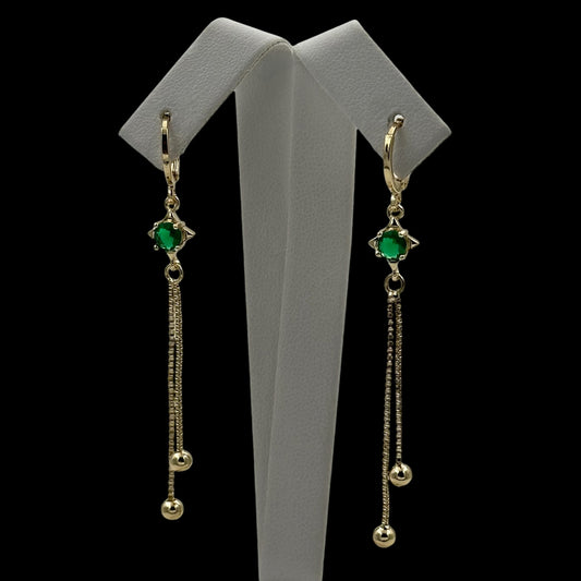 Cercei Eye Green Placati cu Aur 18K