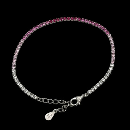 Bratara Tennis 2mm Fuchsia Fade Argint