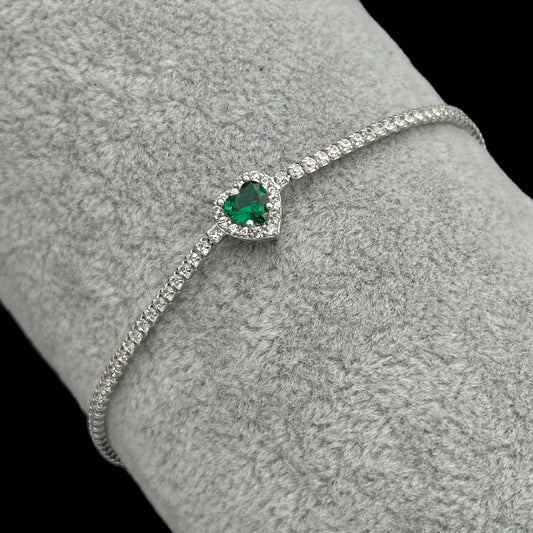 Bratara Tennis Love Green Argint