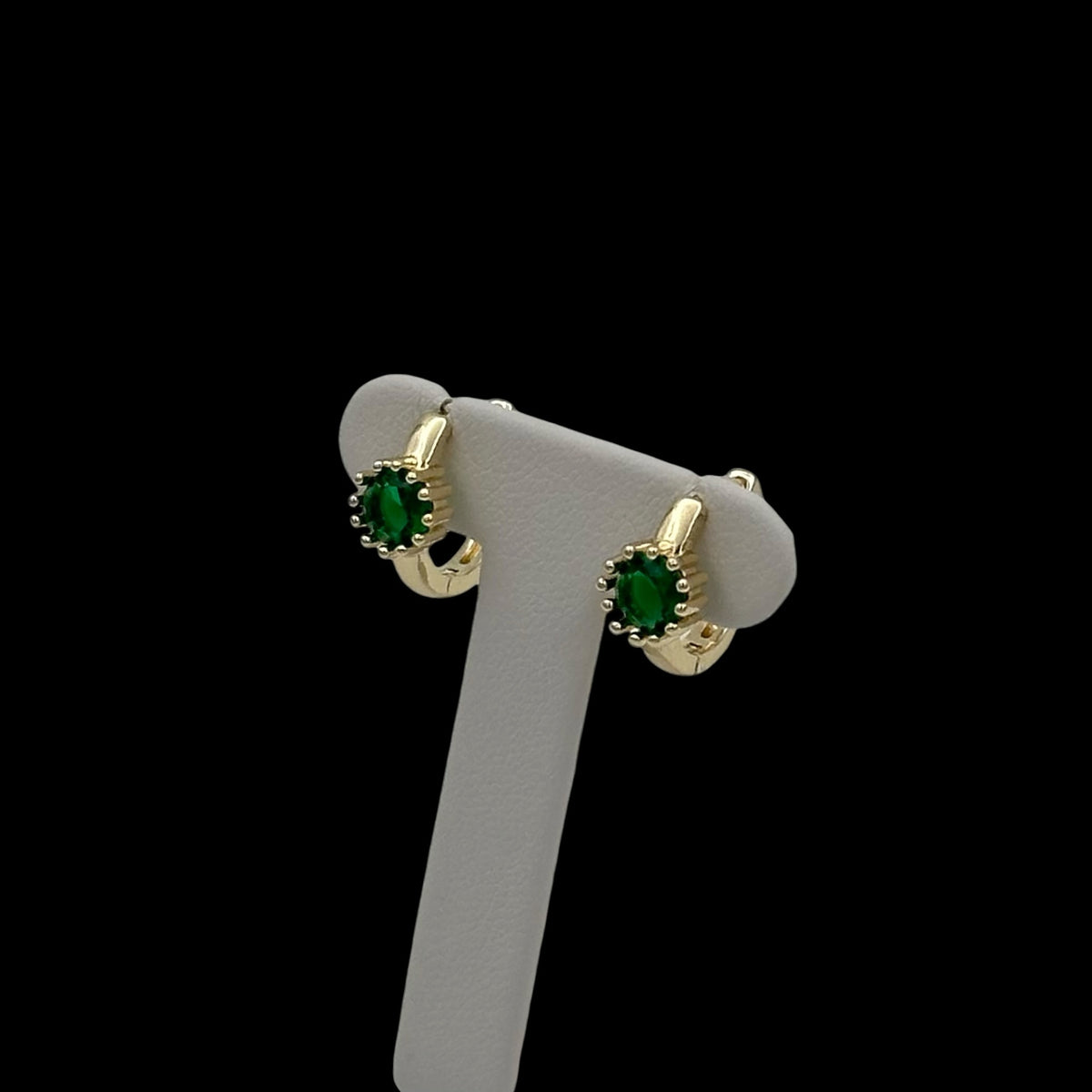Cercei Mini Spark Green Placati cu Aur 18K