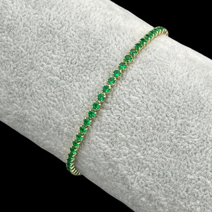 Brățară Tennis 2,5mm Green Placată cu Aur 18K