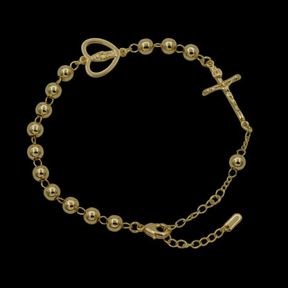 Bratara de picior Rosary Heart Placata cu Aur 18K
