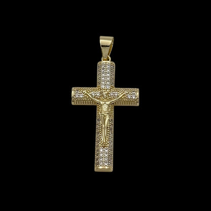 Pandantiv Jesus Cross Placat cu Aur 18K