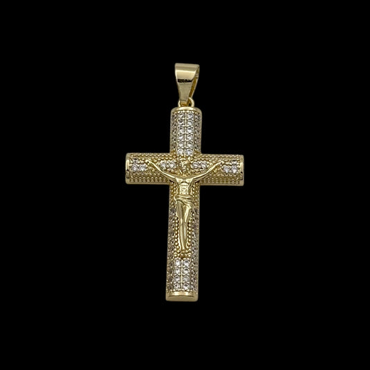 Pandantiv Jesus Cross Placat cu Aur 18K
