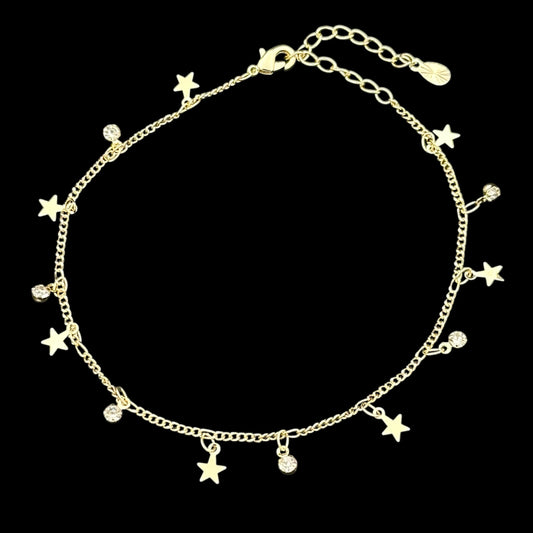 Brățară de picior Stars Placată cu Aur 18K